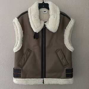 Faux Sheepskin Fur Waistcoat Chic Lady Faux Leather Fleece Warm Vest Small Women